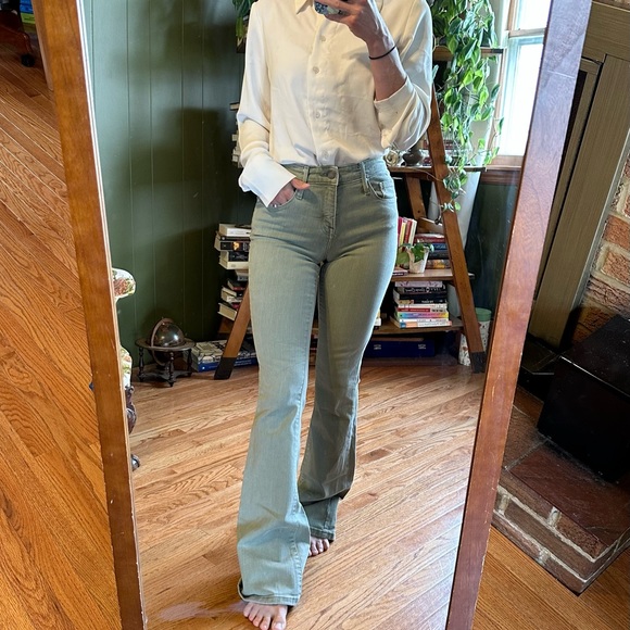 Green Flare Jeans - Picture 1 of 7